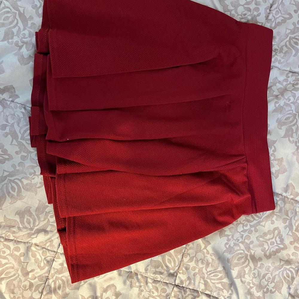 Red Pleated Skirt